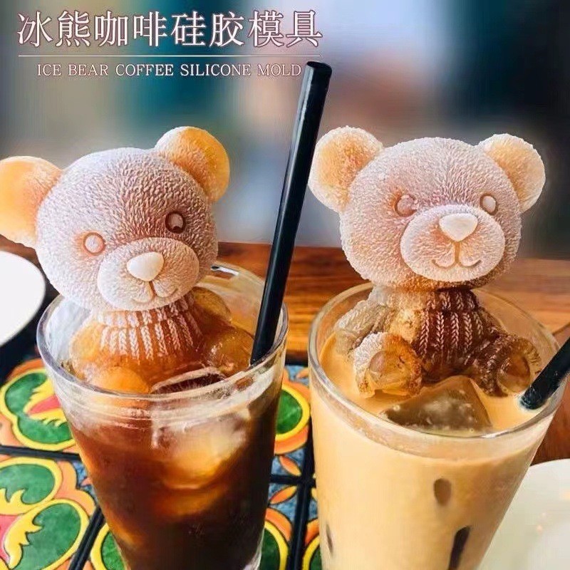 Molde de gelo em formato de urso para uso doméstico, molde de gelo de silicone de qualidade alimentar, de gel