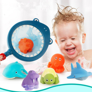 Crianças infantis brinquedos de banho banheira brincando na água redes de pesca que mudam de cor pitada espremendo Spray