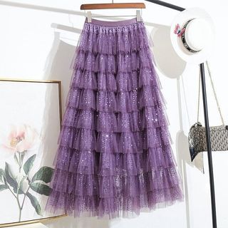 Saia Feminina De Malha De Lantejoulas Resistente Com Cintura Fina E Solta Nxhs816 . Mybeauty Women's Flagship Store