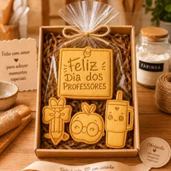 Cortador com Marcador Biscoito Dia dos Professores Bolacha Biscuit Pasta Americana Cerâmica