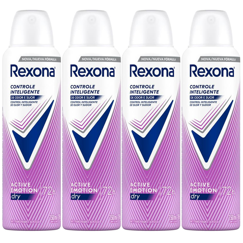Kit Desodorante Aerosol Rexona Active Emotion 150ml - 4 Unidades