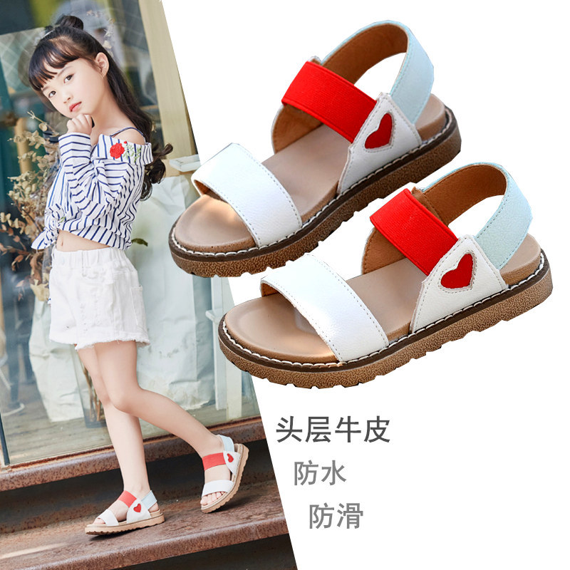 Meninas sandálias 2022 versão coreana amor princesa sapatos à prova dwaterproof água sola macia sapatos de praia médio g