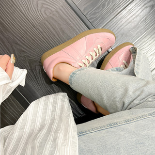Rosa sapatos de treinamento alemão couro genuíno sapatos de treinamento alemão feminino 2024 novo estilo Retro branco sa