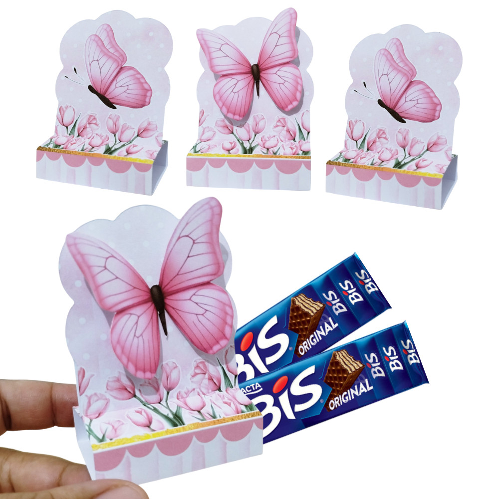 Porta bis duplo - tema borboleta Rosa jardim encantado - embalagens  e lembrancinhas temáticas para aniversário