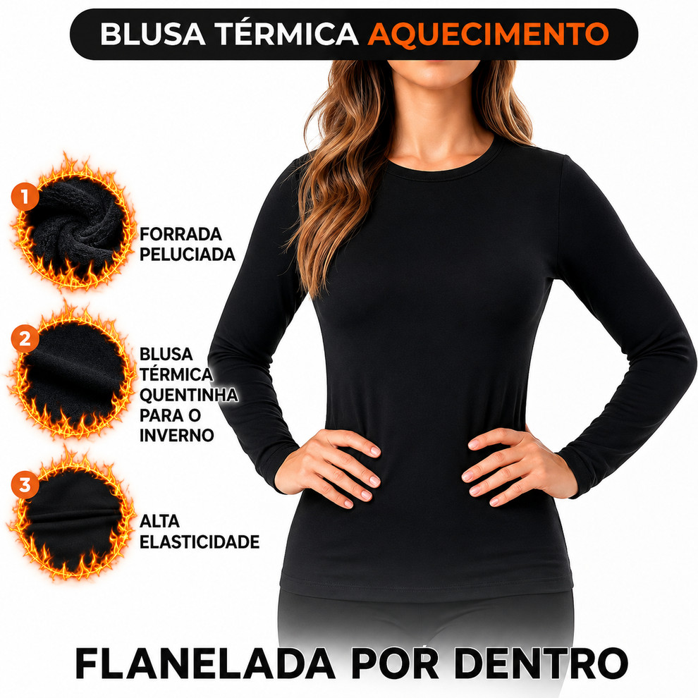 Blusa peluciada premium térmica  grossa frio feminina flanelada   gramado elasticidade com zero transparência