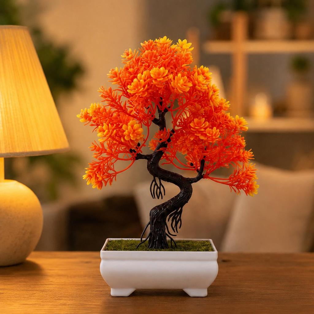 Plantas artificial Bonsai Japonês decoração Realista Com Vaso Enfeite Decorativa Laranja