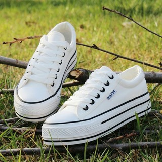 Plataforma de sola grossa clássico Velcro sapatos de lona cor sólida sapatos casuais tênis estudante sapatos Harajuku au