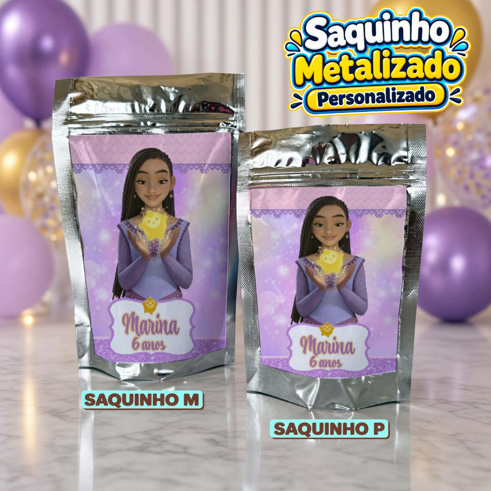 Saquinho Metalizado Wish Personalizado / Lembrancinha de Festa /Aniversário