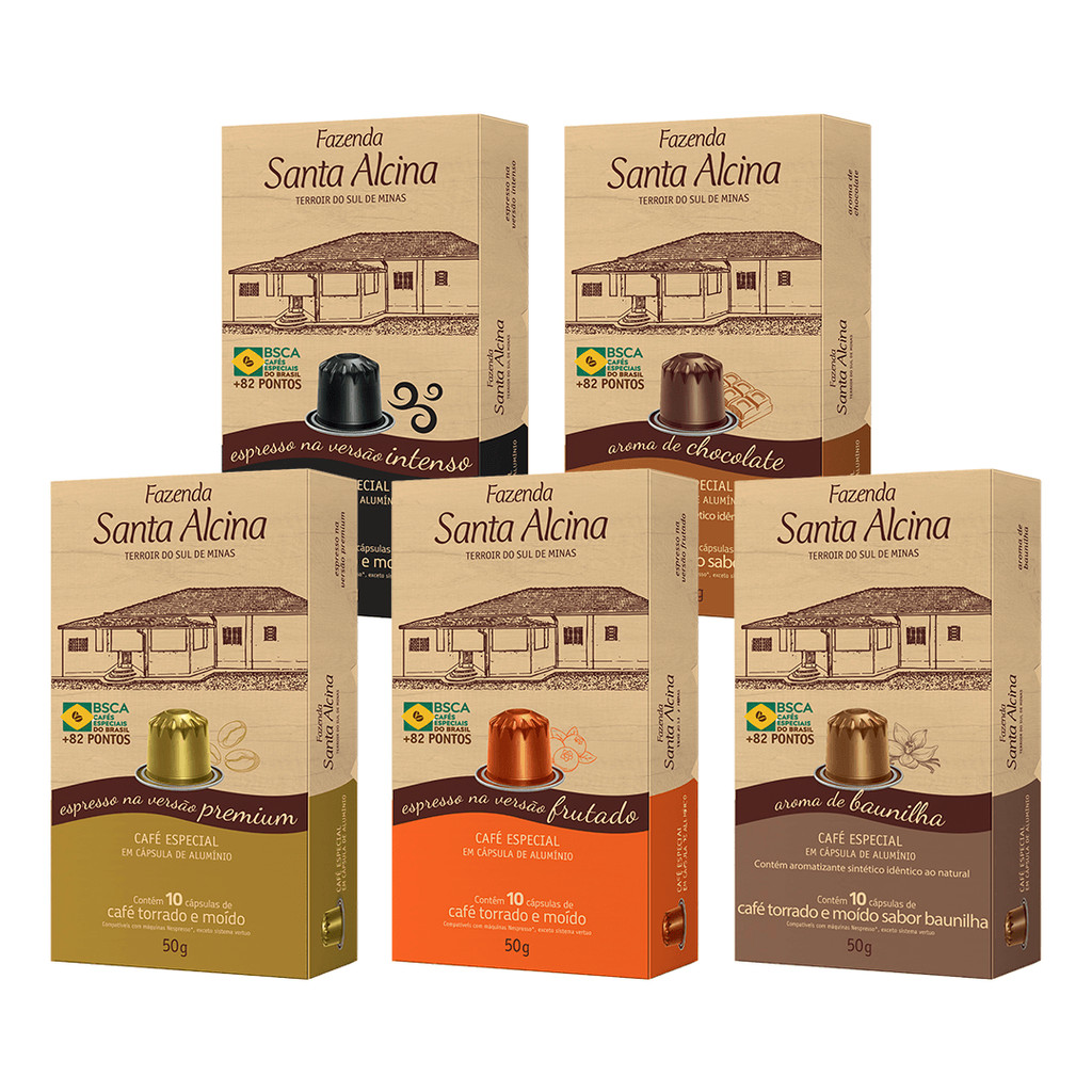 Kit Degustação Fazenda Santa Alcina com 50 cápsulas - Compatíveis Nespresso®*