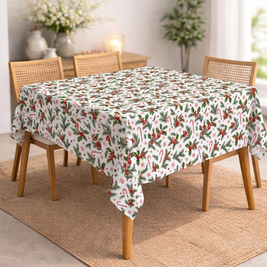 Toalha De Mesa Quadrada Festa Natal Tecido 1,40x1,40