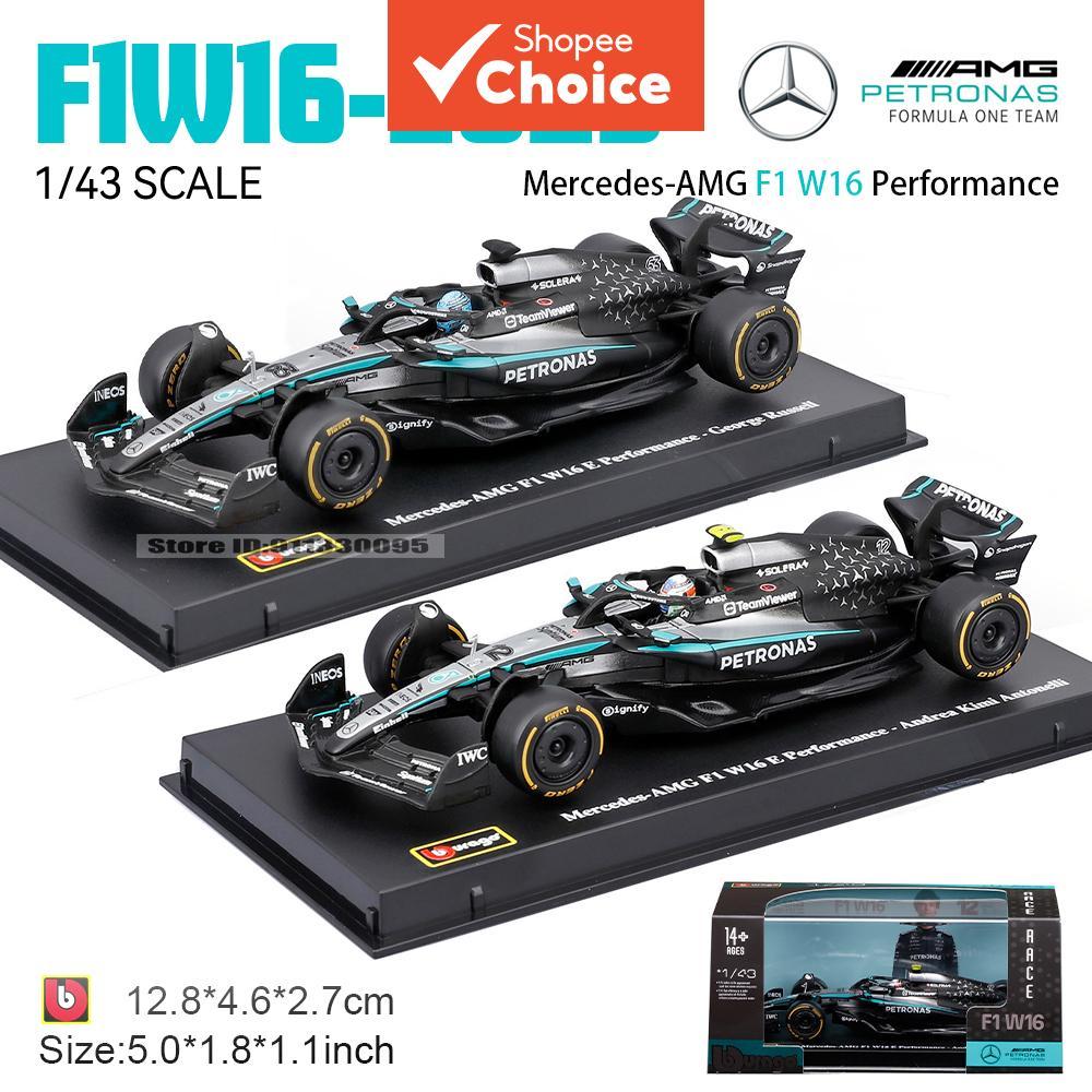 Bburago Mercedes AMG F1 W16 2025 Modelo De Carro Fundido Escala 1/43 Com George Russell 63 Corrida Display Colecionável