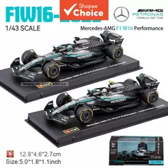 Bburago Mercedes AMG F1 W16 2025 Modelo De Carro Fundido Escala 1/43 Com George Russell 63 Corrida Display Colecionável