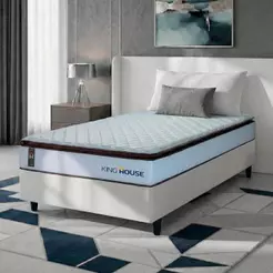 Conjunto Cama Box Espuma San Diego Branco Solteiro 88x188x67
