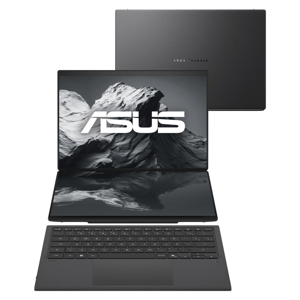 Notebook ASUS Zenbook DUO Intel Core Ultra X9 378H 32GB 1TB SSD Win11 Home  14" Duas Telas OLED 2.8K Moher Gray - SN608W