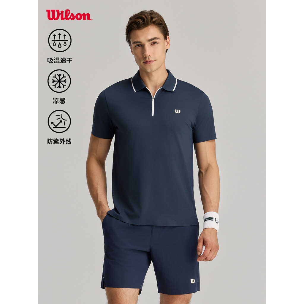 Wilson Wilson 26 verão novo estilo masculino absorvente de umidade de secagem rápida legal tênis esportes malha camisa P