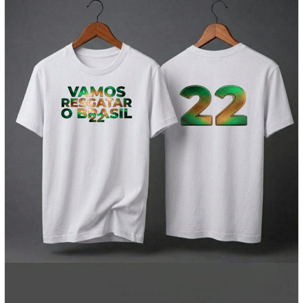 Camiseta Vamos Resgatar o Brasil 22 Masculina Feminina Unissex 100% Algodão Camisa Política