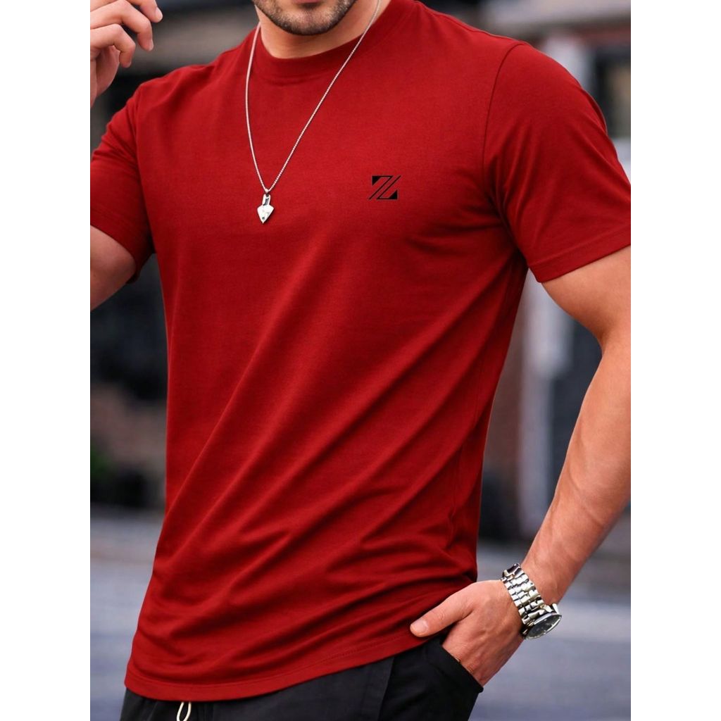 Camiseta Masculina Desenho Pequeno no Peito 100% Algodão Gola Redonda Basica Confortavel
