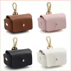 ME Bolsa De Joias De Anel , Mini Porta-De Cachorro Anti-Perda , Caixa De Armazenamento De Suporte Cor Sólida De Couro PU