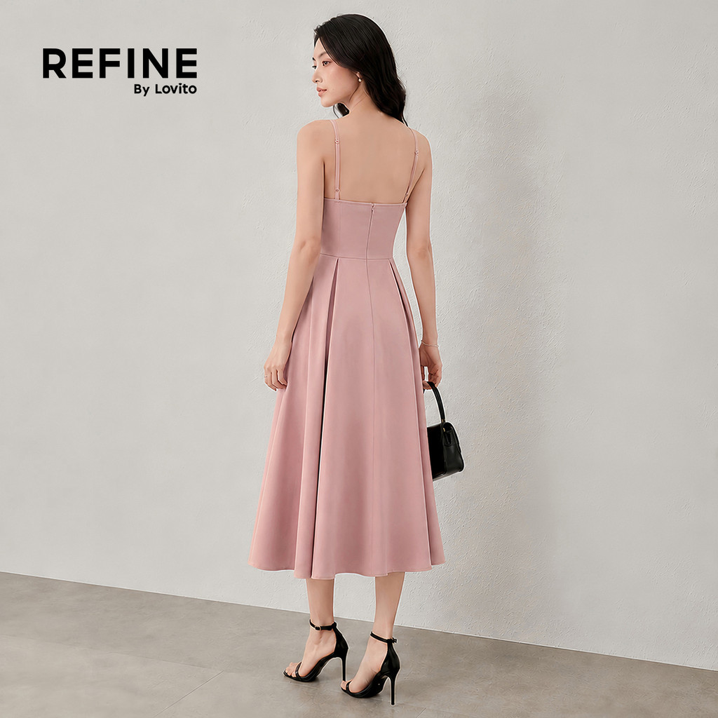 (Refine by Lovito) Elegante Vestido Casual Rosa Plissado com Laço para Mulheres Primavera/Verão Festa/Formal LR35E049 · foto 2
