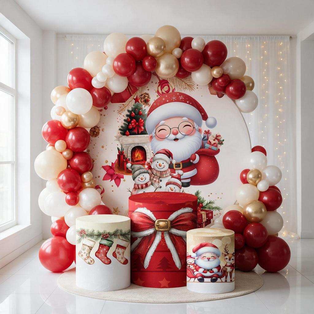 Festa Painel Natal Vermelho Xadrez Capa de Painel Tecido Kit Painel de Festa Decoração Natalina