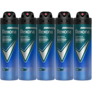 Kit Desodorante Aerosol Rexona Active Dry Azul 150ml - 5 Unidades