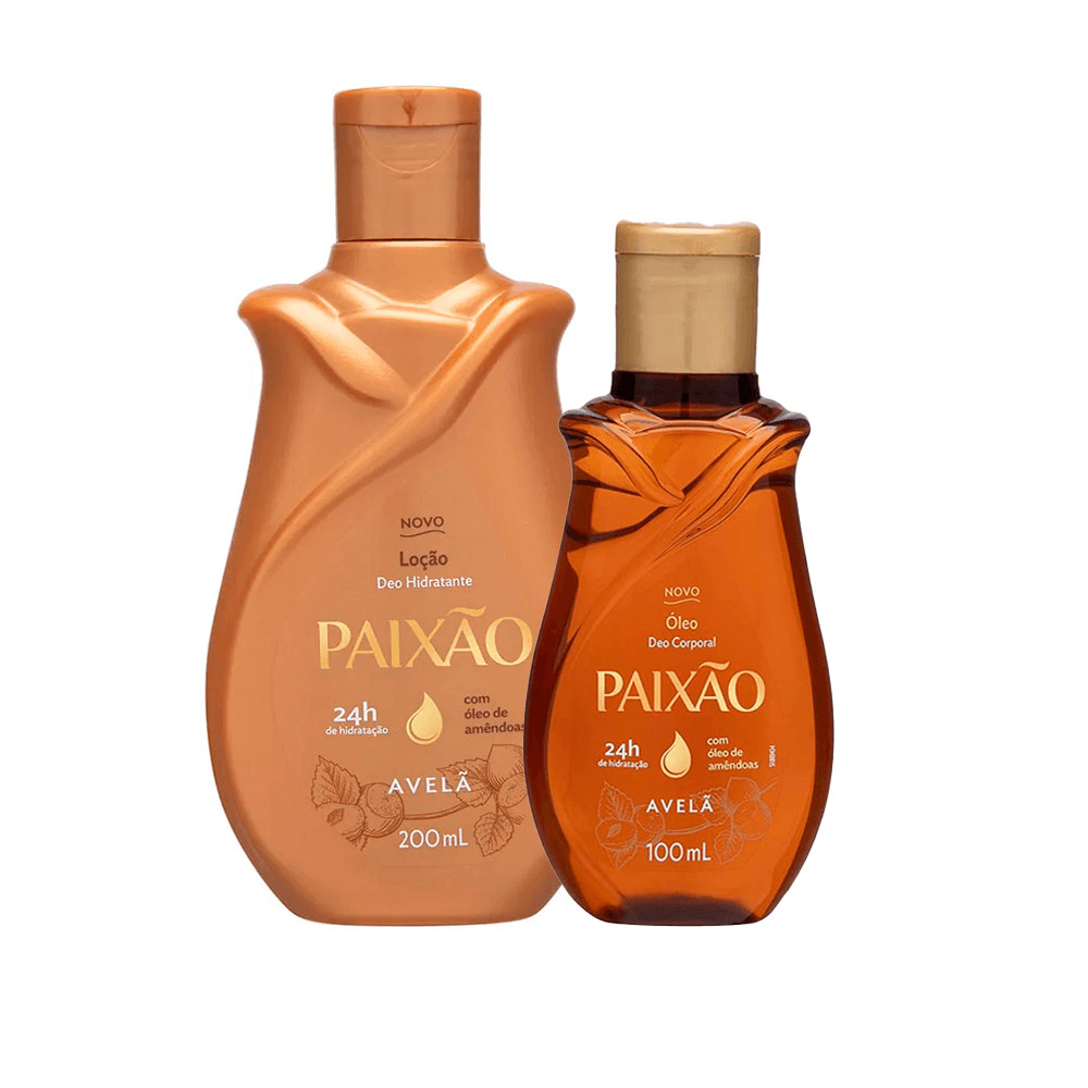 Kit Loção Hidratante Paixão Avelã 200ml + Óleo Corporal Paixão Avelã 100ml