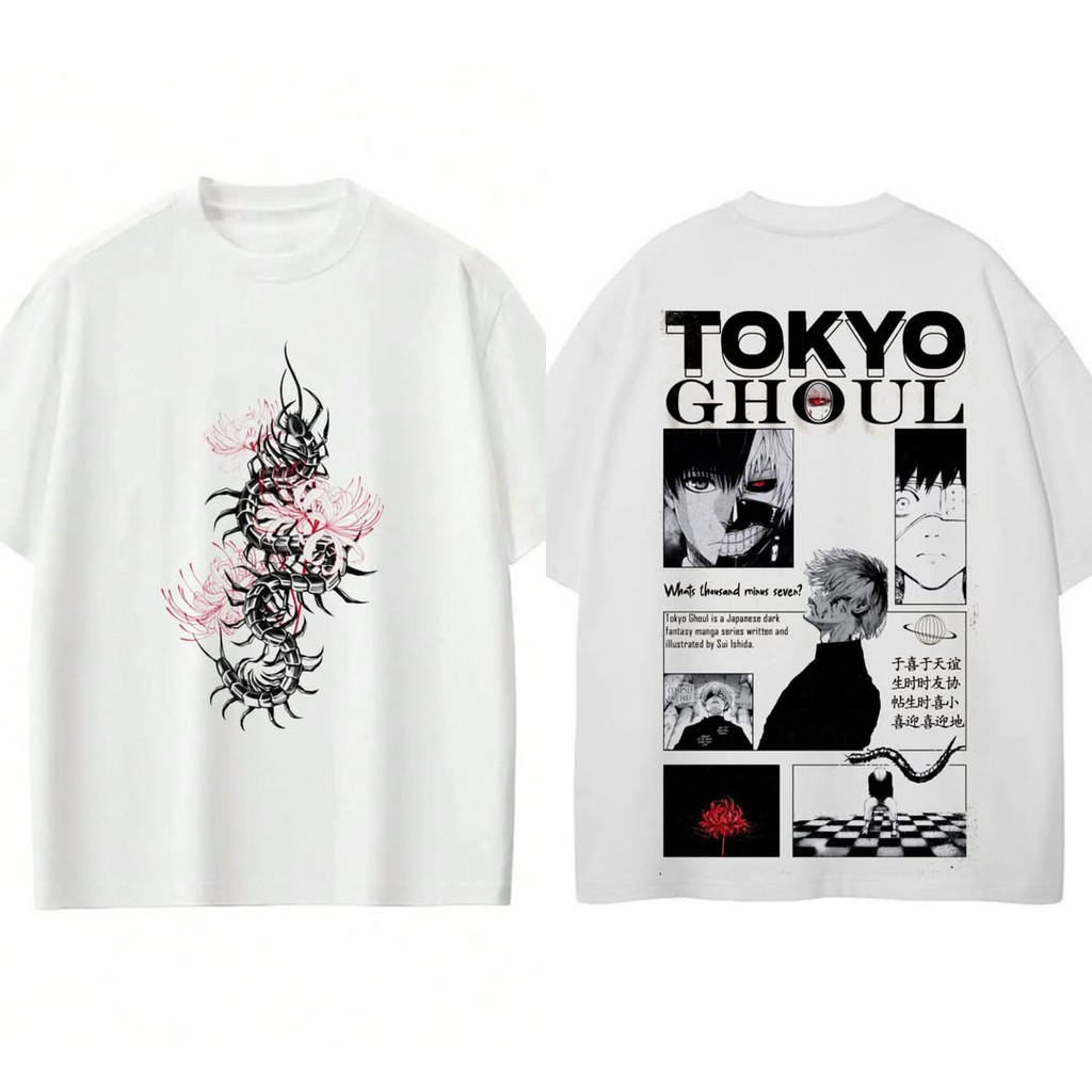 Camiseta Masculina Estampa Tokyo Ghoul Floral Moderna Confortável Estilosa Tendência