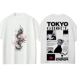 Camiseta Masculina Estampa Tokyo Ghoul Floral Moderna Confortável Estilosa Tendência