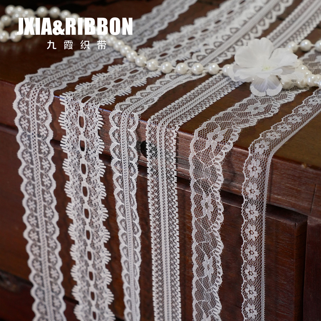 Jiuxia fita de renda branca, acessórios de renda, decoração de flores, laço, buquê diy, fita de buquê