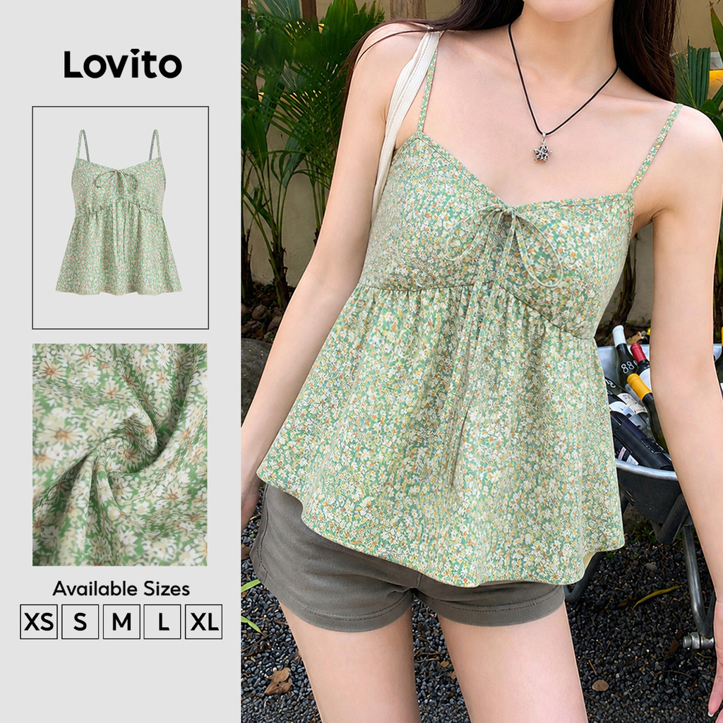 Lovito Boho Top Lazer Simples Primavera/verão Green Top Feminino TKK8TD083