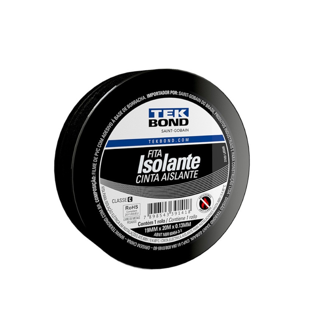 Fita isolante 19 mm x 5 metros - Tekbond