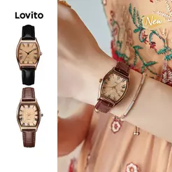 (New Arrival) Lovito Relógio De Quartzo Digital Elegante De Tendência E Moderno Conjunto De 2 Peças Para Deslocamento Diário QWD001BR026