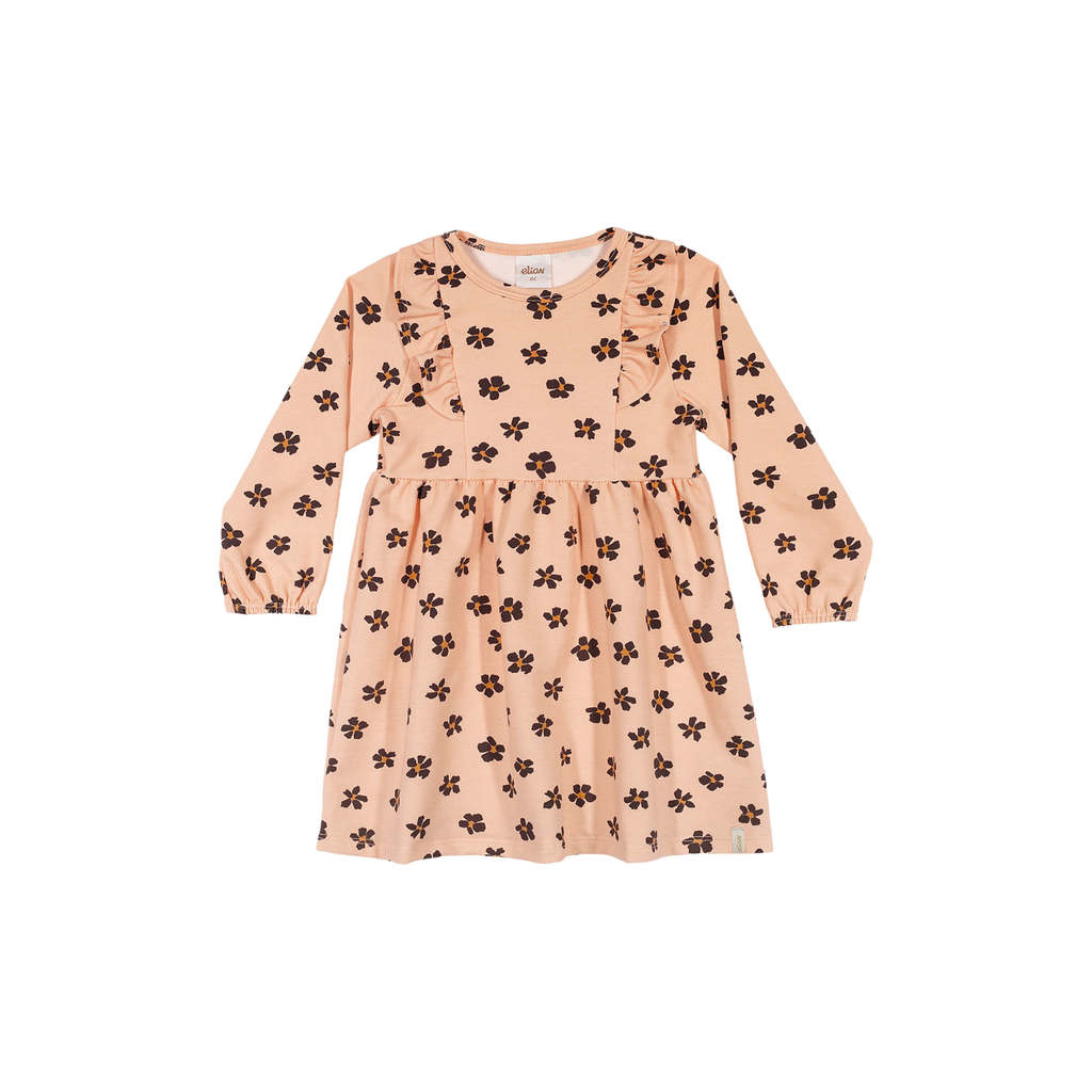Vestido Infantil Menina Manga Longa Floral Elian Bege