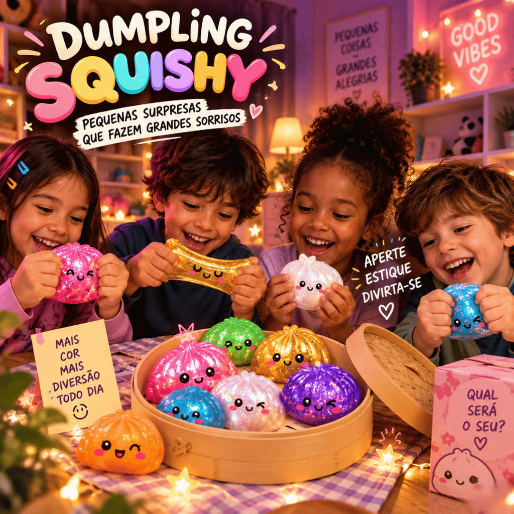 Brinquedo Squishy Surpresa Antiestresse Bolinho Fofo Macio Elástico com Carinha Kawaii para Apertar Infantil