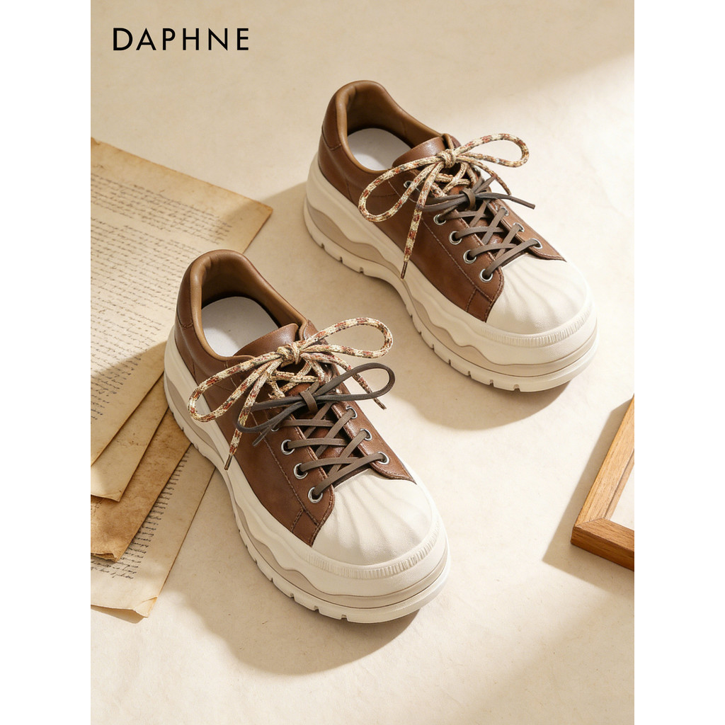Daphne sapatos de sola grossa sapatos femininos 2026 outono novo estilo concha Toe plataforma de aumento com calças de p