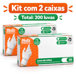 KIT 200 LUVAS LÁTEX COM PÓ TAM P - MEDIX