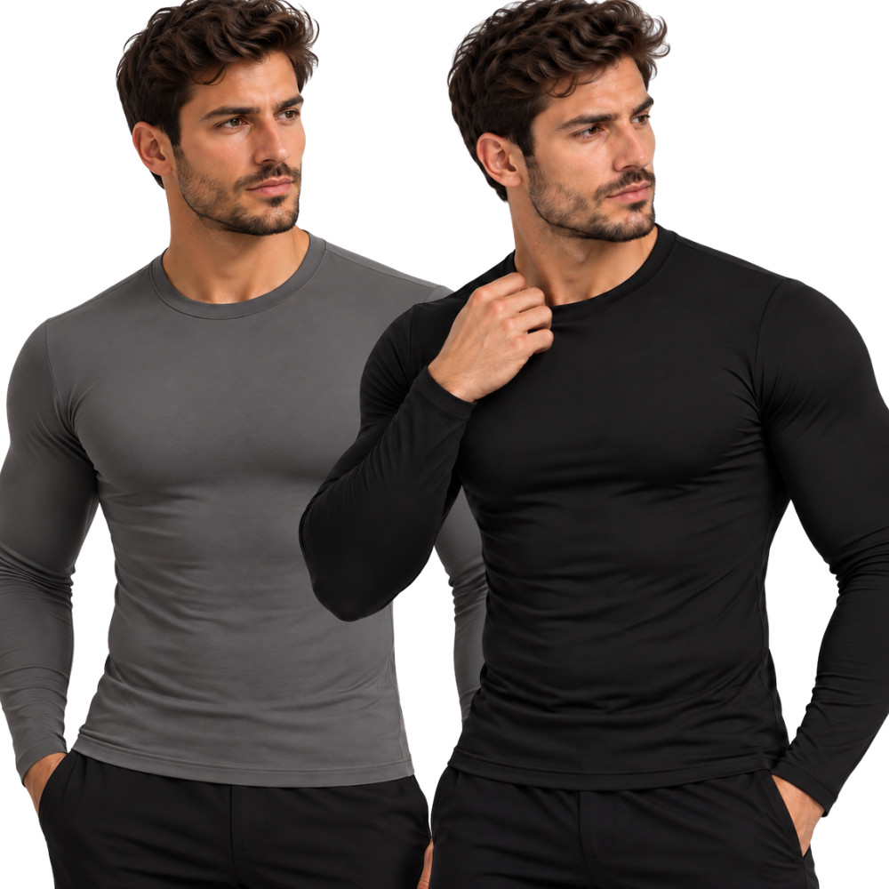 Kit 2 Camisa UV Térmica Masculino Manga Longa Proteção Solar Corrida Academia Segunda Pele
