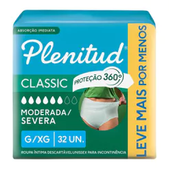 Roupa Íntima Plenitud Classic Unissex G/XG 32 Unidades