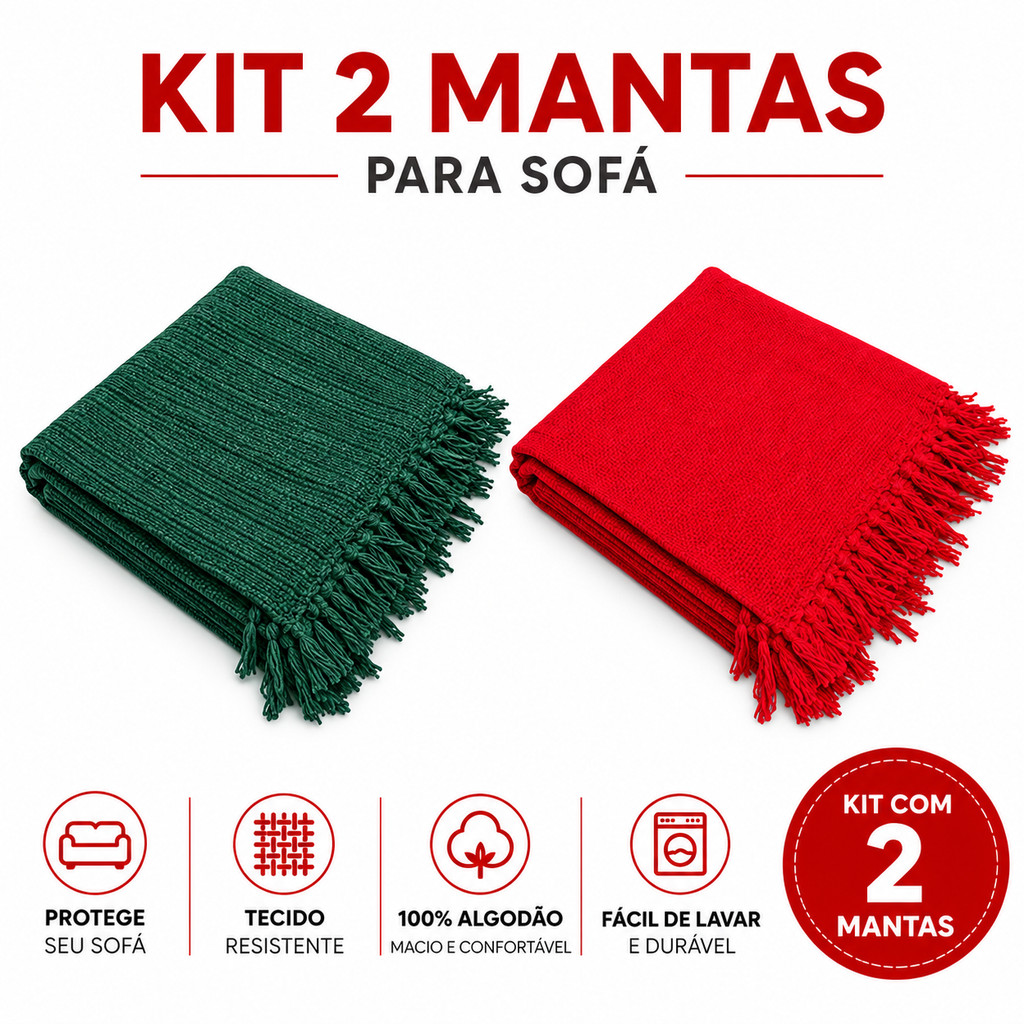 Kit 2 Mantas Decorativa 210x120 Natal Manta Natalina De Sofá