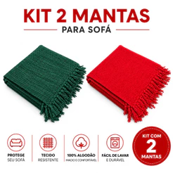 Kit 2 Mantas Decorativa 210x120 Natal Manta Natalina De Sofá