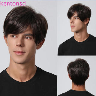 Peruca masculina moderna KENTONSD, estilo pixie, ideal para cosplay, cabelo curto e liso com camadas naturais, T7NR.