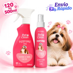 Perfume Para Cães e Gatos Fêmea Colônia Cheiroso 120ml ou 500ml Perfume Para Cachorro Animais Pet