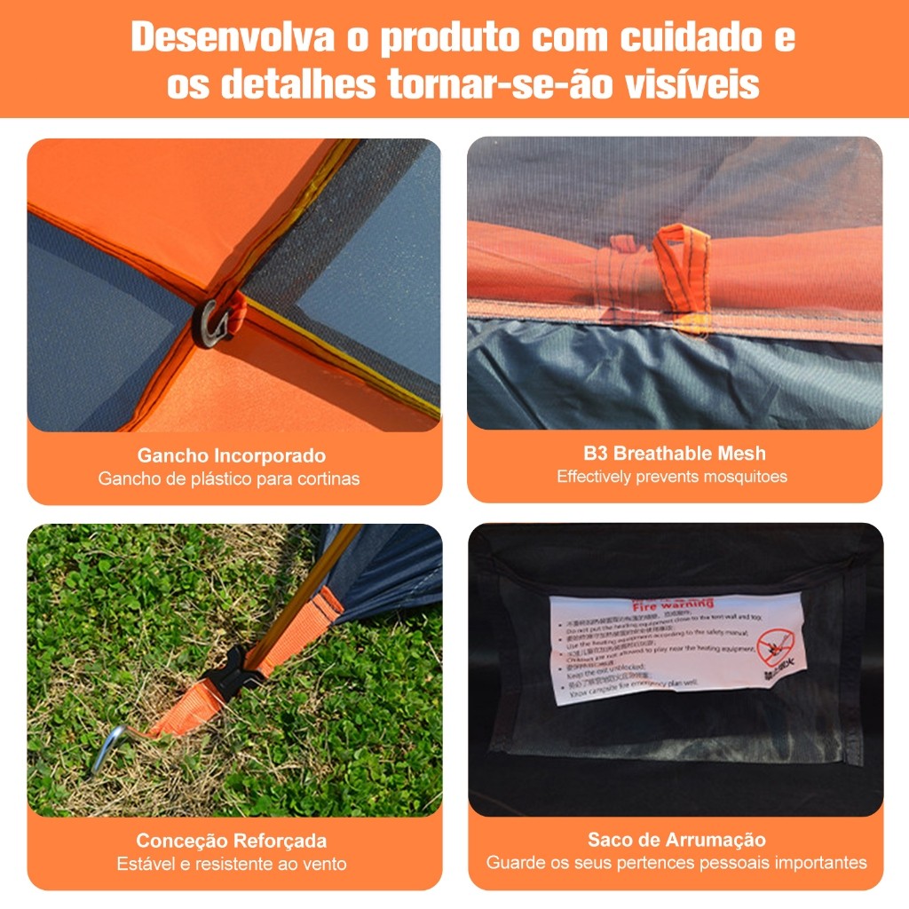 Barraca Camping 3/4 P Joyfox Aluminio Ultralight Upf50 3500mm praia tenda festa menor preço — imagem 2 de 2