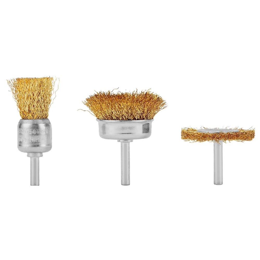 Jogo escova de latão com haste 6 mm 3 peças 744869 - MTX