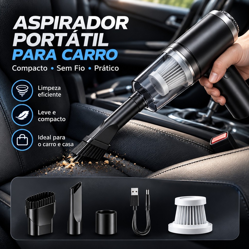 Aspirador 3 em 1 De Pó Usb Portátil Completo Premium Carro E Casa 2000mAh