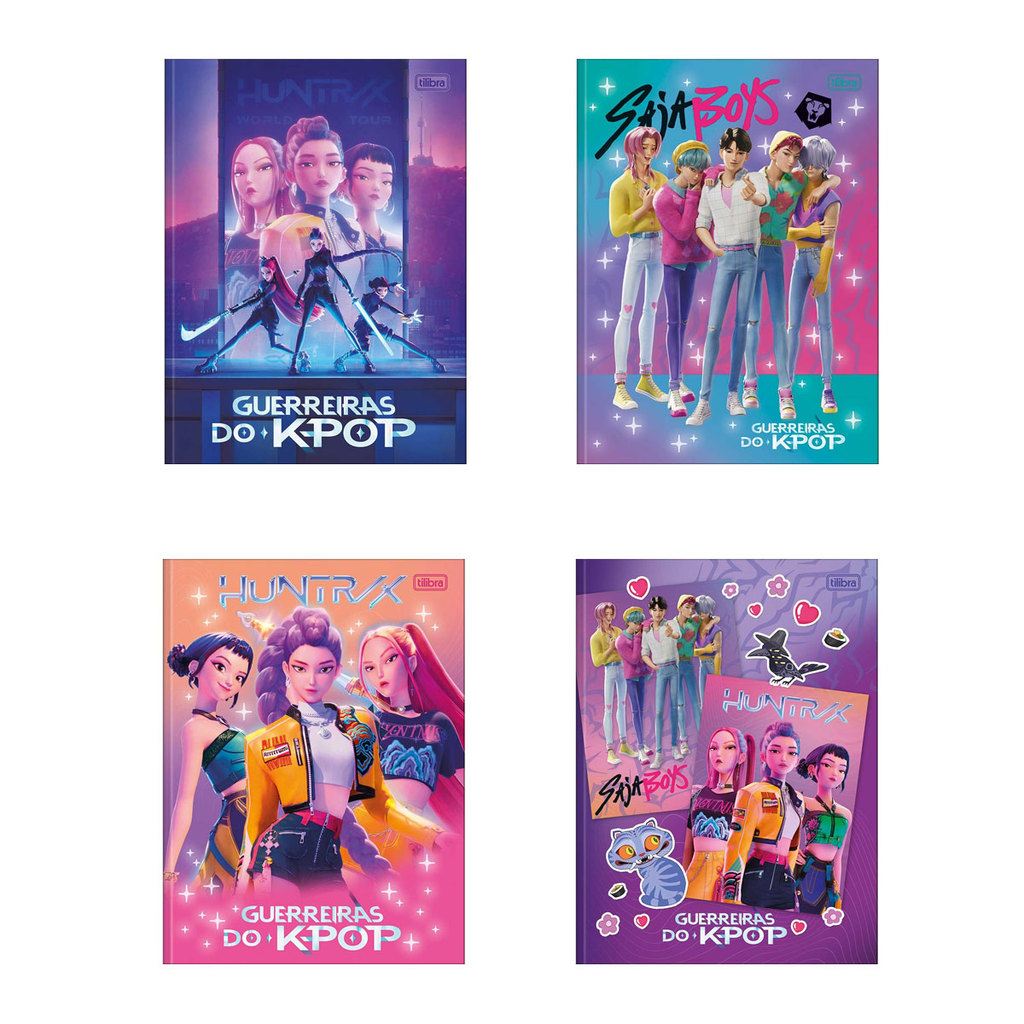 Caderno brochurão capa dura universitário 1x1 80 folhas Guerreiras do K-Pop Tilibra