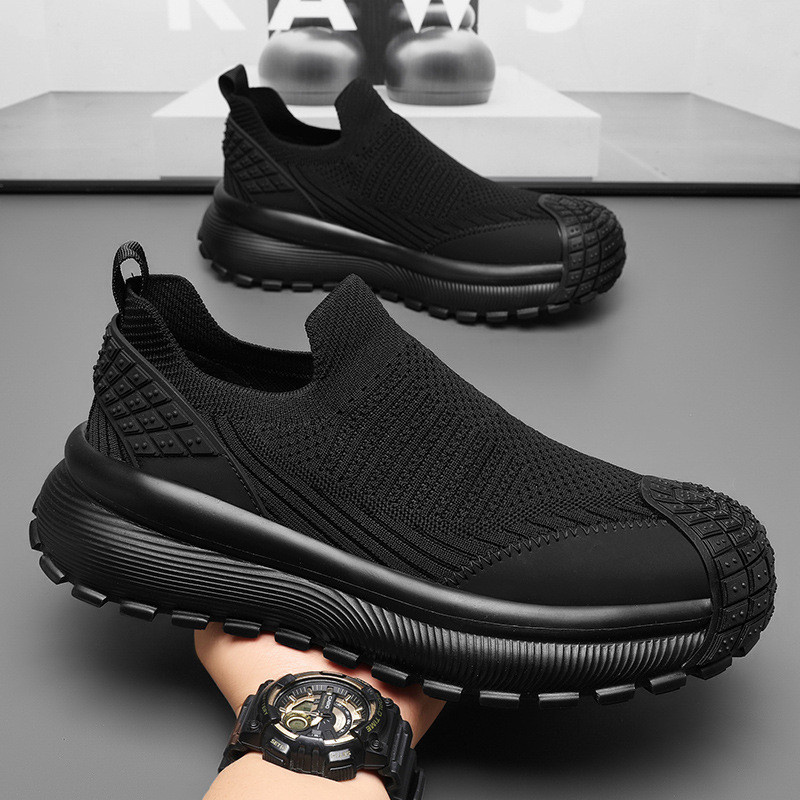 Respirável deslizamento-On All-Match esportes casuais sapatos masculinos de sola grossa confortável na moda sapatos leve