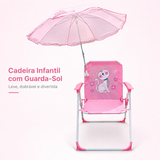 Cadeira Infantil De Praia Dobrável Com Guarda Sol Criança Praia Piscina Lazer
