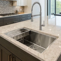 Cuba Cozinha Quadrada Inox 304 60x40 Escovada 3mm Calha Sifão E Válvula Gourmet