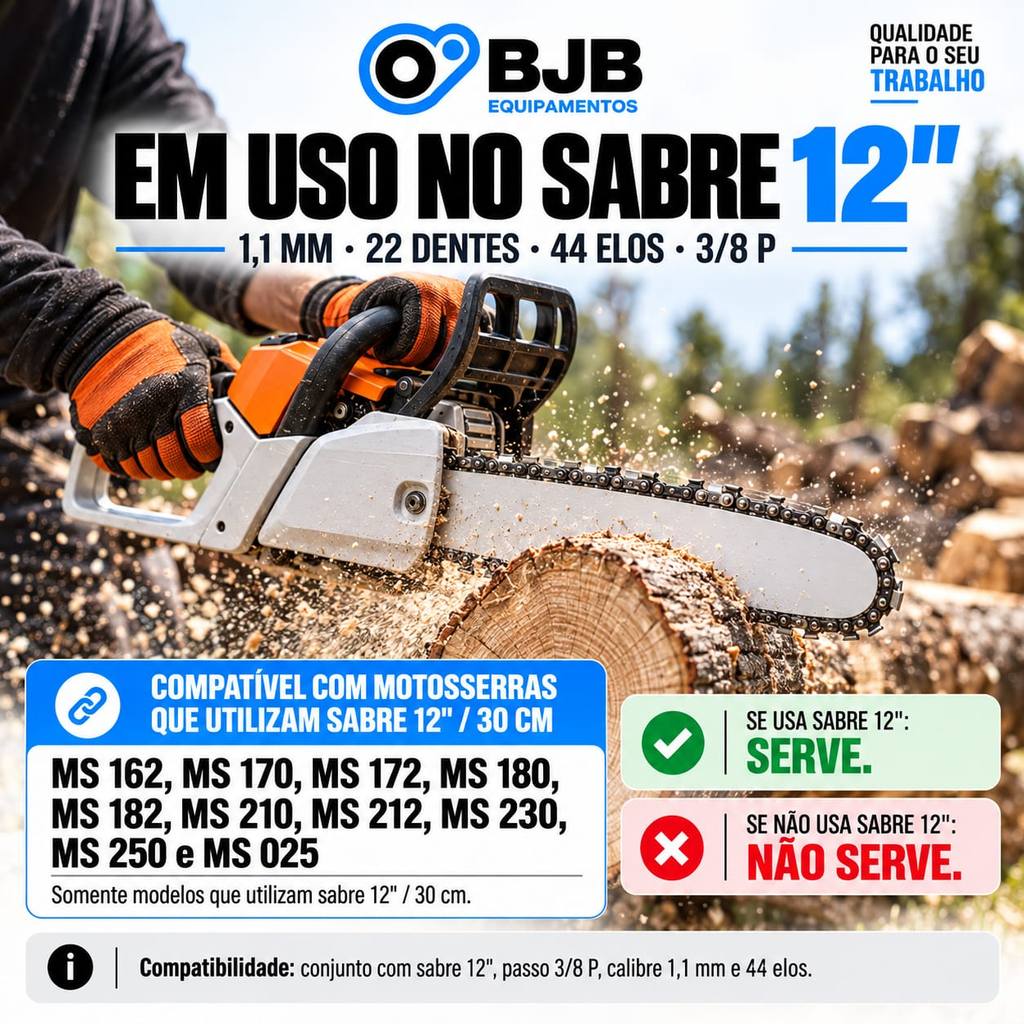 Corrente de Motosserra P/ Stihl Ms170 22 Dts Sabre 30cm — imagem 2 de 2